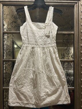 Chelsea & Violet Small size White Eyelet  - Lace Trim Straps dress